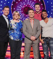 Odd One In. Image shows from L to R: Stephen Mulhern, Sarah Millican, Bradley Walsh, Jason Manford, Peter Andre. Copyright: Zeppotron