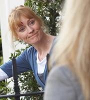 Outnumbered. Image shows from L to R: Sue (Claire Skinner), Barbara (Lorraine Pilkington). Copyright: Hat Trick Productions