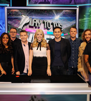 Play To The Whistle. Image shows from L to R: Alex Scott, Sean Lock, Bradley Walsh, Holly Willoughby, Frank Lampard, Graeme Swann, Seann Walsh. Copyright: Hungry Bear Media