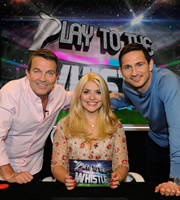Play To The Whistle. Image shows from L to R: Bradley Walsh, Holly Willoughby, Frank Lampard. Copyright: Hungry Bear Media