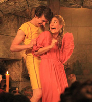 Plebs. Image shows from L to R: Marcus (Tom Rosenthal), Cynthia (Sophie Colquhoun). Copyright: RISE Films