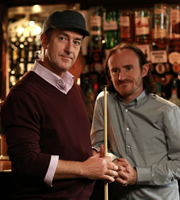 Pramface. Image shows from L to R: Alan Derbyshire (Angus Deayton), Keith Prince (Ben Crompton). Copyright: BBC / Little Comet