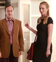 Pramface. Image shows from L to R: Alan Derbyshire (Angus Deayton), Penny (Alice Orr-Ewing). Copyright: BBC / Little Comet