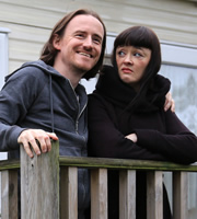 Pramface. Image shows from L to R: Sandra Prince (Bronagh Gallagher), Keith Prince (Ben Crompton). Copyright: BBC / Little Comet