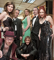 Pulling. Image shows from L to R: Donna (Sharon Horgan), Billy (Paul Kaye), Karl (Cavan Clerkin), Louise (Rebekah Staton), Greg (Tom Brooke), Martin (Paul Ritter), Karen (Tanya Franks). Copyright: Silver River