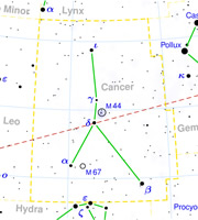 Celestial map of the constellation Cancer, the Crab