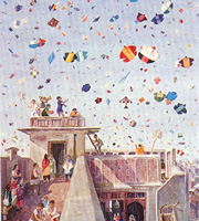 Illustration of the kite flying game Basant