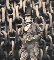 Isambard Kingdom Brunel against the launching chains of the Great Eastern at Millwall in 1857