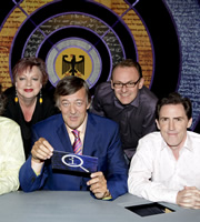 QI. Image shows from L to R: Jo Brand, Stephen Fry, Sean Lock, Rob Brydon. Copyright: TalkbackThames