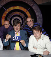 QI. Image shows from L to R: Sean Lock, Stephen Fry, Danny Baker, David Mitchell. Copyright: TalkbackThames