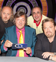 QI. Image shows from L to R: Bill Bailey, Stephen Fry, Danny Baker, Eddie Izzard. Copyright: TalkbackThames