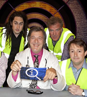 QI. Image shows from L to R: Ross Noble, Stephen Fry, Jeremy Clarkson, David Mitchell. Copyright: TalkbackThames