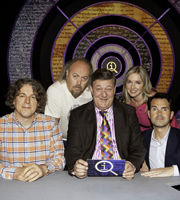 QI. Image shows from L to R: Alan Davies, Bill Bailey, Stephen Fry, Victoria Coren Mitchell, Jimmy Carr. Copyright: TalkbackThames