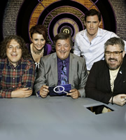 QI. Image shows from L to R: Alan Davies, Cal Wilson, Stephen Fry, Rob Brydon, Phill Jupitus. Copyright: TalkbackThames