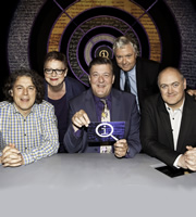 QI. Image shows from L to R: Alan Davies, Jo Brand, Stephen Fry, John Sessions, Dara O Briain. Copyright: TalkbackThames