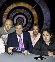 QI. Image shows from L to R: Bill Bailey, Stephen Fry, Julian Clary, Ross Noble. Copyright: TalkbackThames