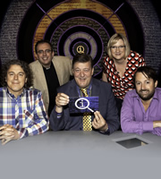 QI. Image shows from L to R: Alan Davies, Richard Coles, Stephen Fry, Sarah Millican, David Mitchell. Copyright: TalkbackThames