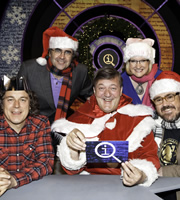 QI. Image shows from L to R: Alan Davies, Danny Baker, Stephen Fry, Sarah Millican, Phill Jupitus. Copyright: TalkbackThames