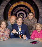 QI. Image shows from L to R: Alan Davies, Bill Bailey, Stephen Fry, Jason Manford, Sandi Toksvig. Copyright: TalkbackThames