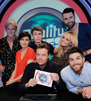 Reality Bites. Image shows from L to R: Jamie Laing, Emma Willis, Matt Edmondson, Stephen Mulhern, Emma Bunton, Rylan Clark-Neal, Joel Dommett. Copyright: Hungry Bear Media