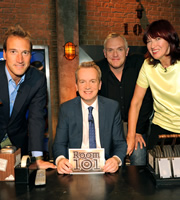 Room 101. Image shows from L to R: Ben Fogle, Frank Skinner, Greg Davies, Janet Street-Porter. Copyright: Hat Trick Productions