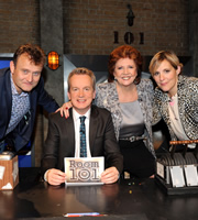 Room 101. Image shows from L to R: Hugh Dennis, Frank Skinner, Cilla Black, Mel Giedroyc. Copyright: Hat Trick Productions