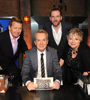 Room 101. Image shows from L to R: Bill Turnbull, Frank Skinner, Ben Miller, Jo Brand. Copyright: Hat Trick Productions