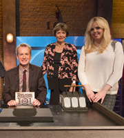 Room 101. Image shows from L to R: Frank Skinner, Joan Bakewell, Roisin Conaty. Copyright: Hat Trick Productions