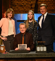 Room 101. Image shows from L to R: Fiona Bruce, Frank Skinner, Katherine Ryan, Ray Mears. Copyright: Hat Trick Productions