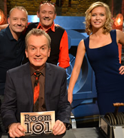 Room 101. Image shows from L to R: Bob Mortimer, Frank Skinner, Brendan O'Carroll, Rachel Riley. Copyright: Hat Trick Productions