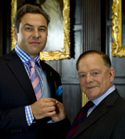 The Royal Bodyguard. Image shows from L to R: Sir Ambrose Hamilton (David Walliams), Captain Guy Hubble (David Jason). Copyright: Hat Trick Productions / Busby Productions