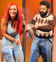 The Angelos Epithemiou Show. Image shows from L to R: Jodie Marsh, Gupta (Adeel Akhtar). Copyright: Pett Productions