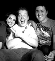 The Leak. Image shows from L to R: Yasmine Akram, Tom Price, Lloyd Langford. Copyright: The Rubber Chicken