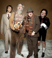 This Is Jinsy. Image shows from L to R: Sporall (Chris Bran), Man With No Nameworm (Nigel Planer), Threcker (Simon Callow), Maven (Justin Chubb). Copyright: The Welded Tandem Picture Company