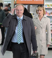 Trollied. Image shows from L to R: Gavin (Jason Watkins), Julie (Jane Horrocks). Copyright: Roughcut Television