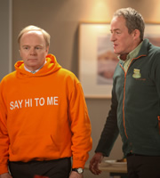 Trollied. Image shows from L to R: Gavin (Jason Watkins), Neville (Dominic Coleman). Copyright: Roughcut Television