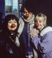 The Vicar Of Dibley. Image shows from L to R: Geraldine Grainger (Dawn French), Johnny Depp, Alice Tinker (Emma Chambers). Copyright: Tiger Aspect Productions