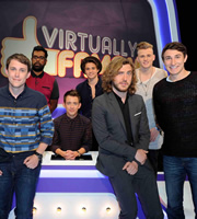 Virtually Famous. Image shows from L to R: Chris Stark, Romesh Ranganathan, Kevin McHale, Bradley Simpson, Seann Walsh, Tristan Evans, Tom Rosenthal. Copyright: Talkback / Hungry Bear Media