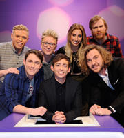 Virtually Famous. Image shows from L to R: Rob Beckett, Chris Stark, Tyler Oakley, Kevin McHale, Stacey Solomon, Seann Walsh, Bobby Mair. Copyright: Talkback / Hungry Bear Media