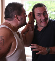 White Van Man. Image shows from L to R: Terry (Ricky Grover), Ollie (Will Mellor). Copyright: ITV Studios