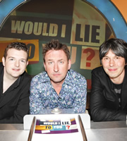 Would I Lie To You?. Image shows from L to R: Kevin Bridges, Lee Mack, Brian Cox. Copyright: Zeppotron