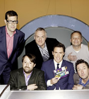 Would I Lie To You?. Image shows from L to R: Richard Osman, David Mitchell, Greg Davies, Rob Brydon, Bob Mortimer, Lee Mack. Copyright: Zeppotron