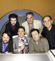 Would I Lie To You?. Image shows from L to R: David Mitchell, Jack Whitehall, Rob Brydon, Jim Carter, Lee Mack, Armando Iannucci. Copyright: Zeppotron