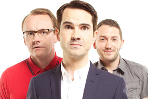 8 Out Of 10 Cats. Image shows from L to R: Sean Lock, Jimmy Carr, Jon Richardson. Copyright: Zeppotron