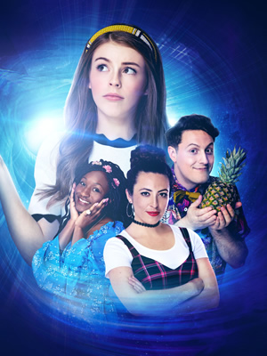 The Amelia Gething Complex. Image shows from L to R: Vinny (Jasmin Hinds), Amelia (Amelia Gething), Poppy (Natalia Hinds), Wallace (Alex Griffin-Griffiths). Copyright: BBC