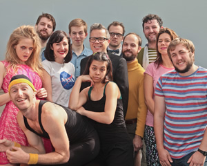 Amused Moose Laughter Awards 2014 Finalists. Image shows from L to R: Pippa Evans, Trygve Wakenshaw, Pierre Novellie, Celia Pacquola, Chris Turner, Ria Lina, Rob Deering, James McNicholas, Owen Roberts, Ciarán Dowd, Lou Sanders, Tom Toal