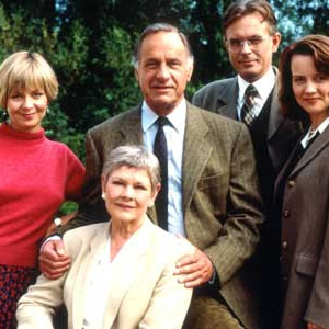 As Time Goes By. Image shows left to right: Sandy (Jenny Funnell), Jean (Judi Dench), Lionel (Geoffrey Palmer), Alistair Deacon (Philip Bretherton), Judith (Moira Brooker). Credit: DLT Entertainment Ltd.