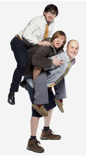 Badults. Image shows from L to R: Matthew (Matthew Crosby), Ben (Ben Clark), Tom (Tom Parry). Copyright: The Comedy Unit