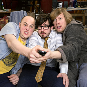 Badults. Image shows from L to R: Tom (Tom Parry), Matthew (Matthew Crosby), Ben (Ben Clark). Copyright: The Comedy Unit