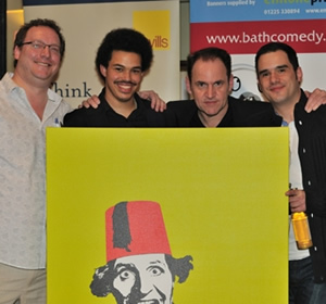 Bath Comedy Festival - New Act Competition Winners 2014. Image shows from L to R: Nick Steel, Archie Maddocks, Geoff Whiting, Paul Revill